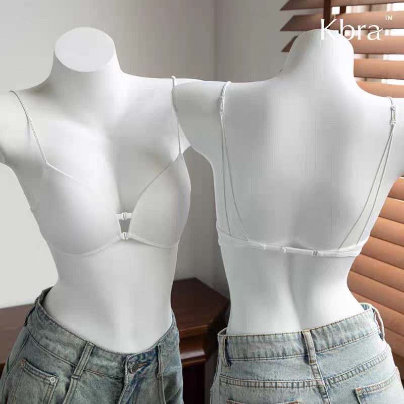 Women's French-Style Front-Clasp Bra Set, Wireless, Small Chest, Triangle Cup, Ultra-Thin, Seamless, Thin Strap, Summer Collection Women's French-Style Front-Clasp Bra Set, Wireless, Small Chest, Triangle Cup, Ultra-Thin, Seamless, Thin Strap, Summer Collection