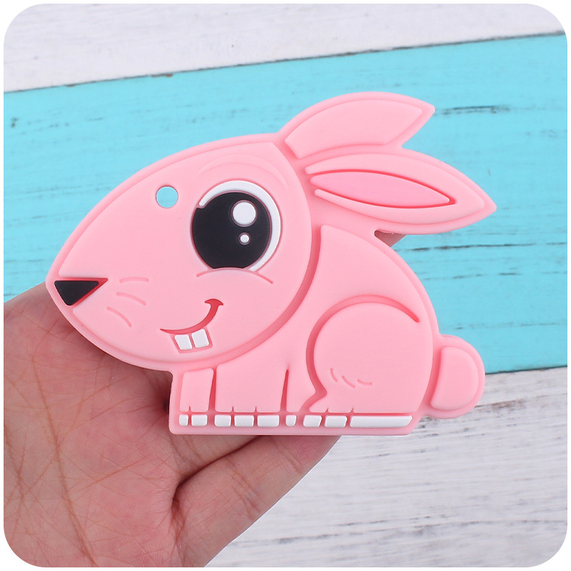 Creativo DIY bebé suministros nueva dibujos animados de silicona ojo grande conejo teether dientes del bebé moler dientes Shaper