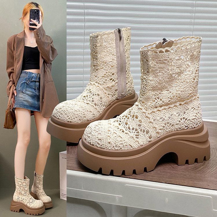 Autumn New Thick-Soled Platform Non-Slip Mid-Calf Women's Trendy Solid Color Fashion High-Heeled Ankle Boots Martin Boots Autumn New Thick-Soled Platform Non-Slip Mid-Calf Women's Trendy Solid Color Fashion High-Heeled Ankle Boots Martin Boots