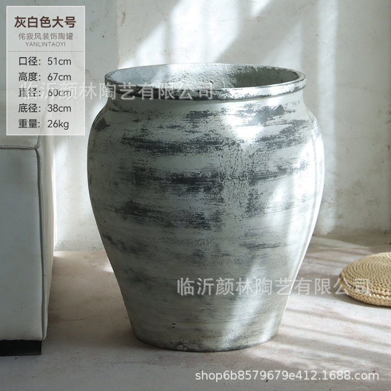 Flores de cemento retro alto estómago gran piso ventilado sala de estar hotel vestíbulo verde decoración maceta fuerte y duradera