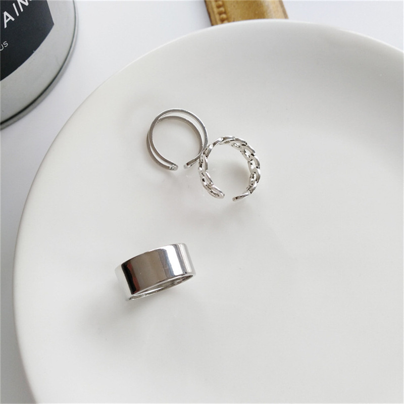 Minimalist Ring Set For Couple Designer Rings Three Piece Style_voghion.com