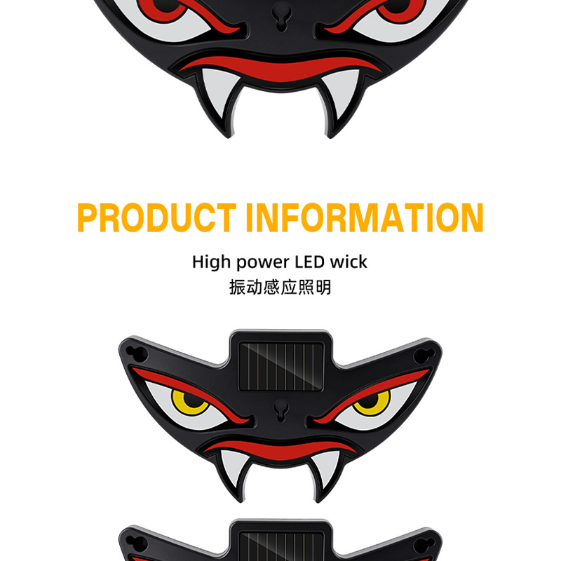 Cross-border solar-powered dynamic devil eye LED warning light for cars, trucks, and vans