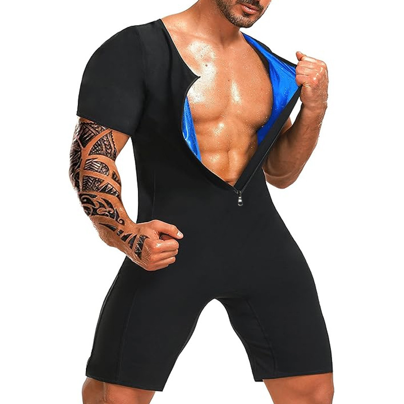 European and American Cross-border Men's Sweatshirt Shaper Belly Tinting Sports Top Round Neck Short Sleeve Tunic Fitness Bodysuit