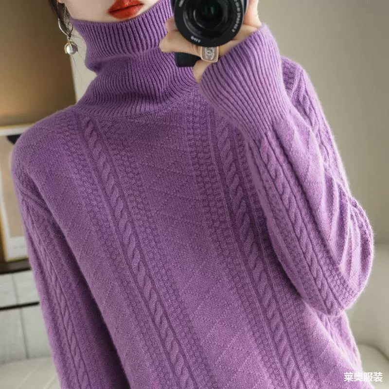 Осенний и зимний новый 100 шерстяной свитер женский с высоким воротником