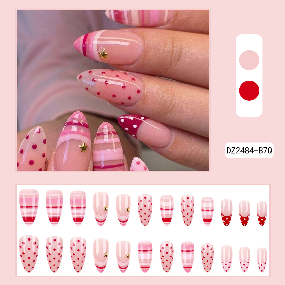 Venta caliente en Europa y América, parche de uñas dulce y fresco con incrustaciones de diamantes, uñas postizas de comercio exterior desmontables, piezas de uñas de uso transfronterizo terminadas image 7