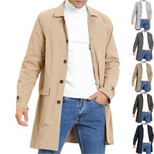 X 14123 Casual Loose Fit Trench Coat Men ���I�����L��
