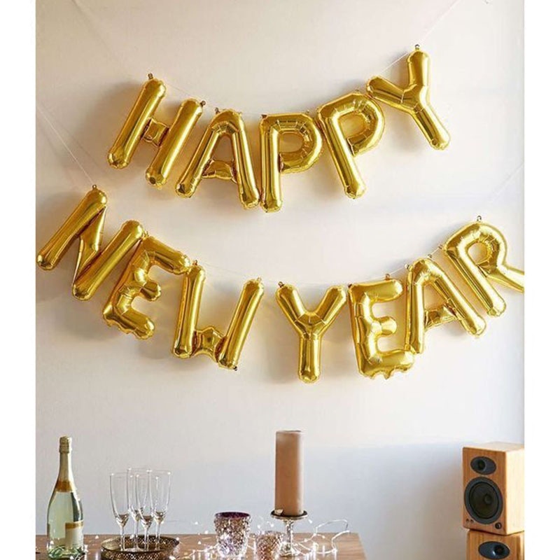 16インチhappy new yearアルファベットバルーンセット2023あけましておめでとうございます元旦装饰アルミフィルムバルーン|undefined