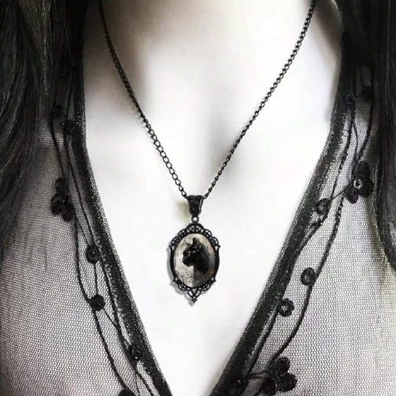 Gothic Black Cat Necklace suit, Halloween Vintage Black Cat Pendant, Halloween Costume Accessories Wholesale