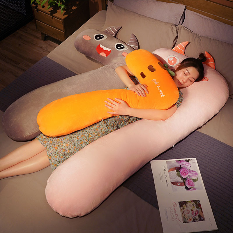 귀여운 여자는 잠을 잘 때 다리를 끼고 긴 쿠션을 한다 임산부 베개 신기 침