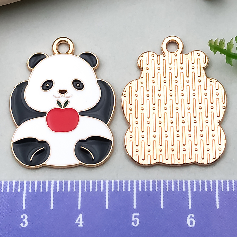 DIY dibujos animados panda bambú goteando aceite de aleación pendientes llavero animal colgante accesorios de joyería decoración de estilo chino