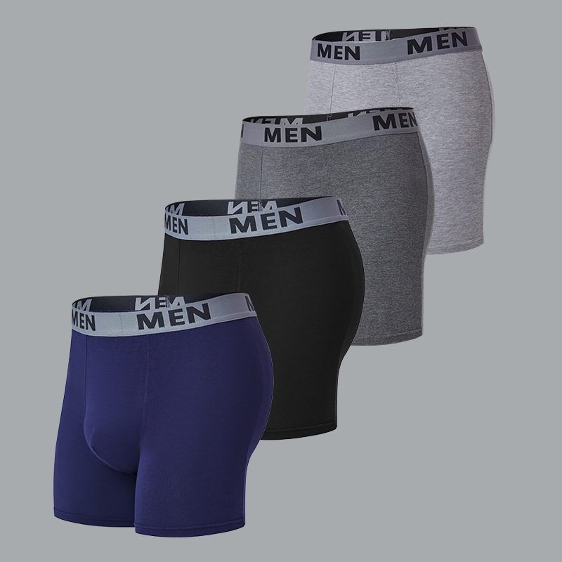 Men's Underwear Long Leg Breathable Leg Comfortable Letter Belt Sports Boxers Solid Color Simple Boxer Panties
