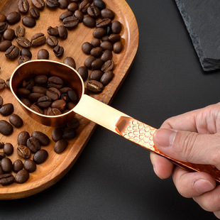 New Cross-Border Rose Gold Multi-Functional Coffee Measuring Spoon with Scale and Clip Stainless Steel Measuring Spoon Baking Measuring Spoon