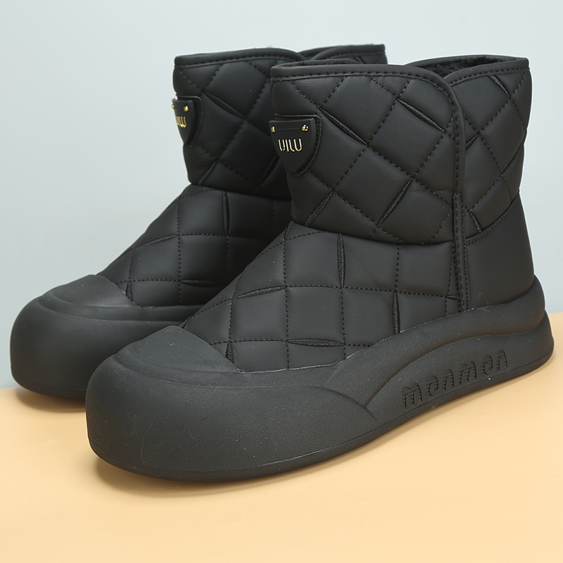处理冬新款大码女鞋41一43加肥贝壳头雪地靴加绒舒适棉靴大号短靴