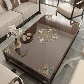 新中式镂空印花茶几垫半透明软玻璃防油免洗餐桌电视柜垫