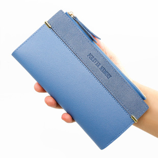 Women's Long Wallet Leather Solid Color Fashion Wallet Coin Purse Clutch Card Holder Storage Bag