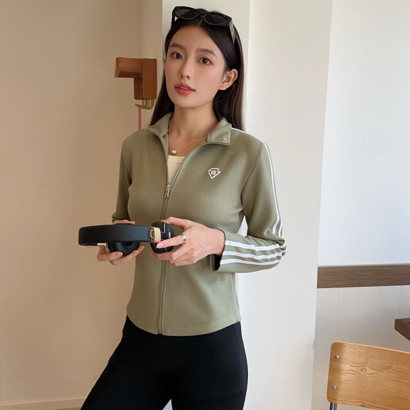 轻盈舒适~蓄暖保温百搭显瘦上衣女秋季设计感立领瑜伽外套F877|undefined