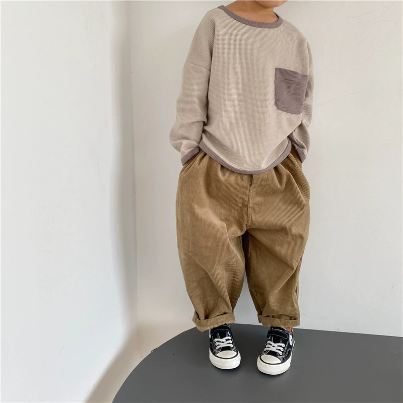 GL-kids Осень детские вельветовые шаровары, классические брюки для мужчин и женщин девочек, корейский стиль