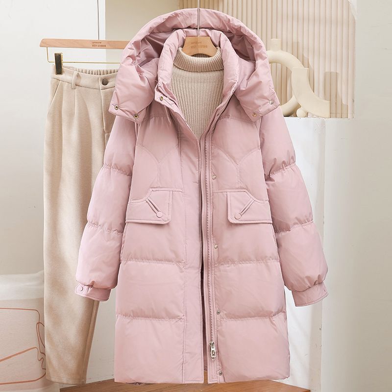 反季欧货新款2025冬季连帽羽绒服女中长款显瘦减龄斗篷时尚外套潮|undefined