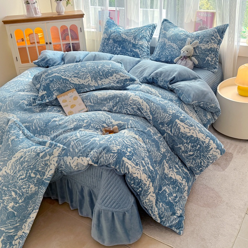 云裳-祥云蓝【亲肤保暖牛奶绒】