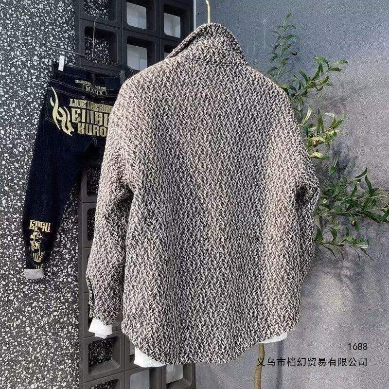 2026 Autumn New Men's Fragrant Knit Casual Korean Style Lapel Shirt Jacket Trendy Versatile Loose Fit 2026 Autumn New Men's Fragrant Knit Casual Korean Style Lapel Shirt Jacket Trendy Versatile Loose Fit