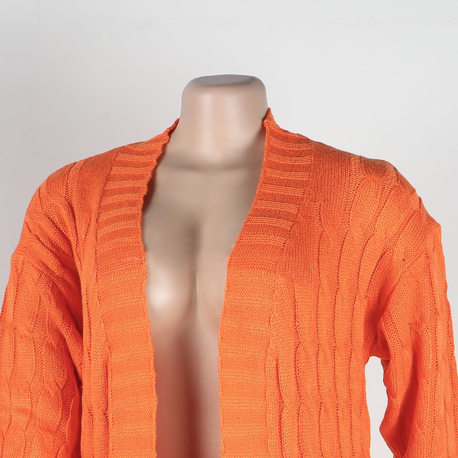 Damen Strickjacke Lang Aus Grobstrick In Unifarben Wintermantel_voghion.com