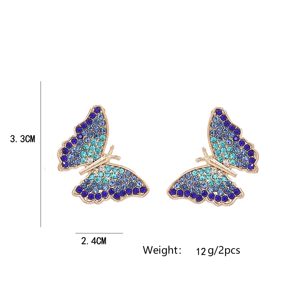 Retro Butterfly Alloy Rhinestone Women's Ear Studs 1 Pair display picture 1