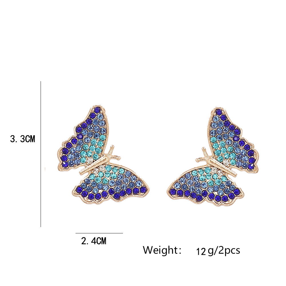 Retro Butterfly Alloy Rhinestone Womenu0027S Ear Studs 1 Pair
