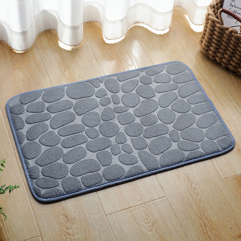 Coral Fleece Stone Bathroom Mat Printed Solid Color Door Mat Absorbent Foot Mat Soft Home Memory Foam Entrance Door Mat