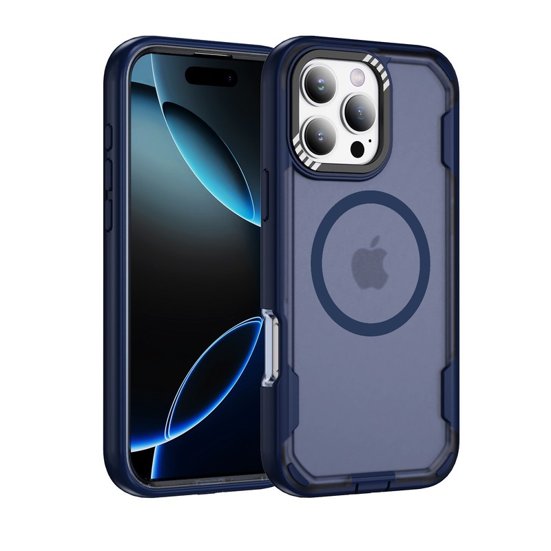 iPhone17ProMax対応、三重防御、磁気吸着式スマホケース、Apple16レンズスタンド付き、落下防止保護カバー|undefined