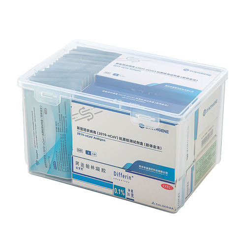 Household transparent plastic flip-top storage box multi-specification large-capacity medicine portable medicine box