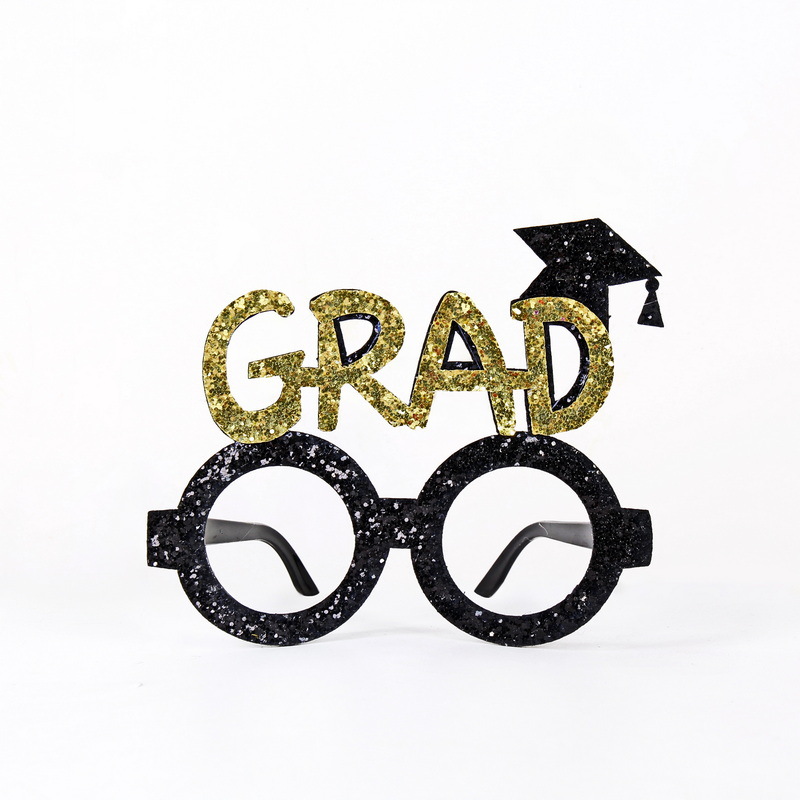 Nueva temporada de graduación de oro negro decoración gafas de fotografía gafas accesorios de fotografía fiesta de graduación regales divertidos