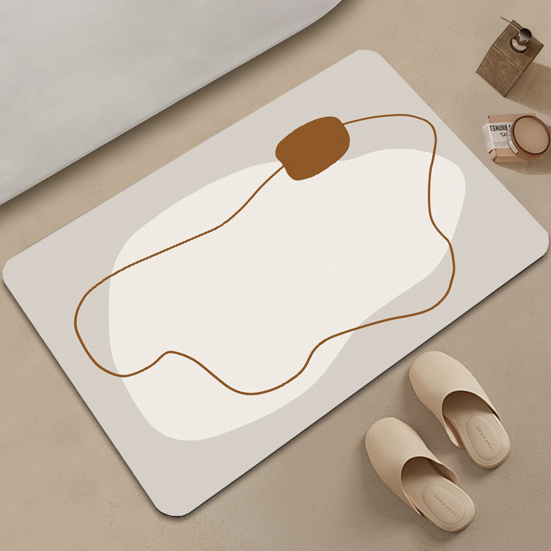 Japanese Striped Diatomite Bath Mat Non-slip Quick-drying Floor_voghion.com
