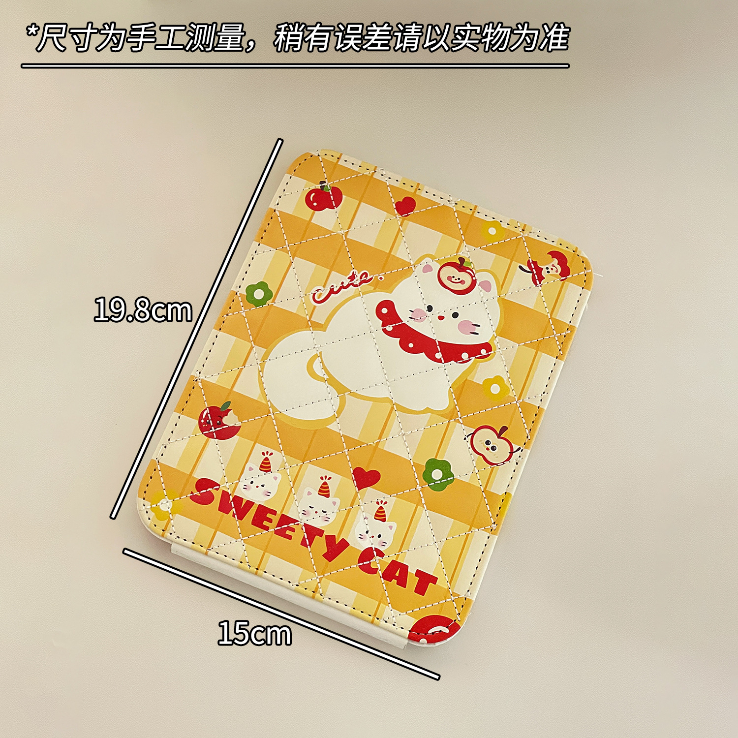 Espejo de maquillaje plegable de escritorio, tocador, tapa abatible, espejo pequeño de alta definición, espejo de maquillaje lindo portátil para mujer