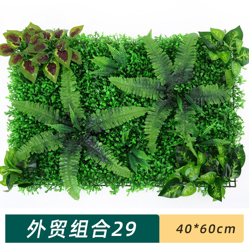 Pared de planta de simulación de Amazon, plantas verdes, césped artificial, sala de estar, flor falsa de plástico, cabeza de puerta, fondo de balcón, decoración de pared