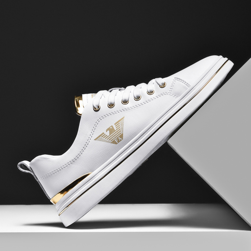 FA Genuine Leather Breathable Men's Shoes Spring and Summer 2021 New White Trendy Shoes Thin Trendy All-match Casual Korean Style Sneakers