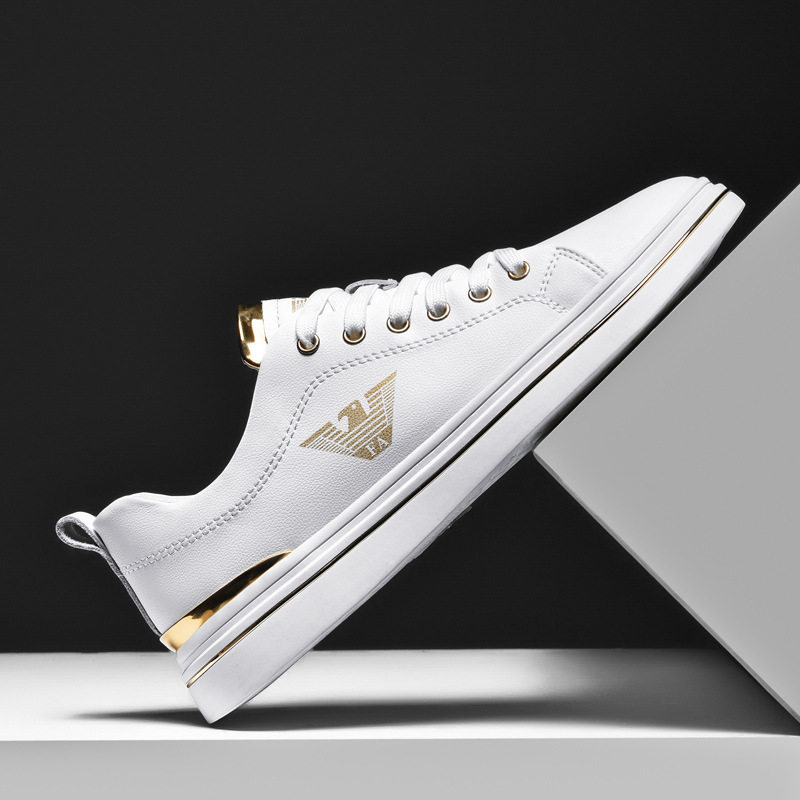 Giày sneaker nam da thật thoáng khí, đế bệt cổ thấp, dáng thời trang — FA2800 màu trắng, FA2800 màu đen, K2800 trắng, K2800 đen