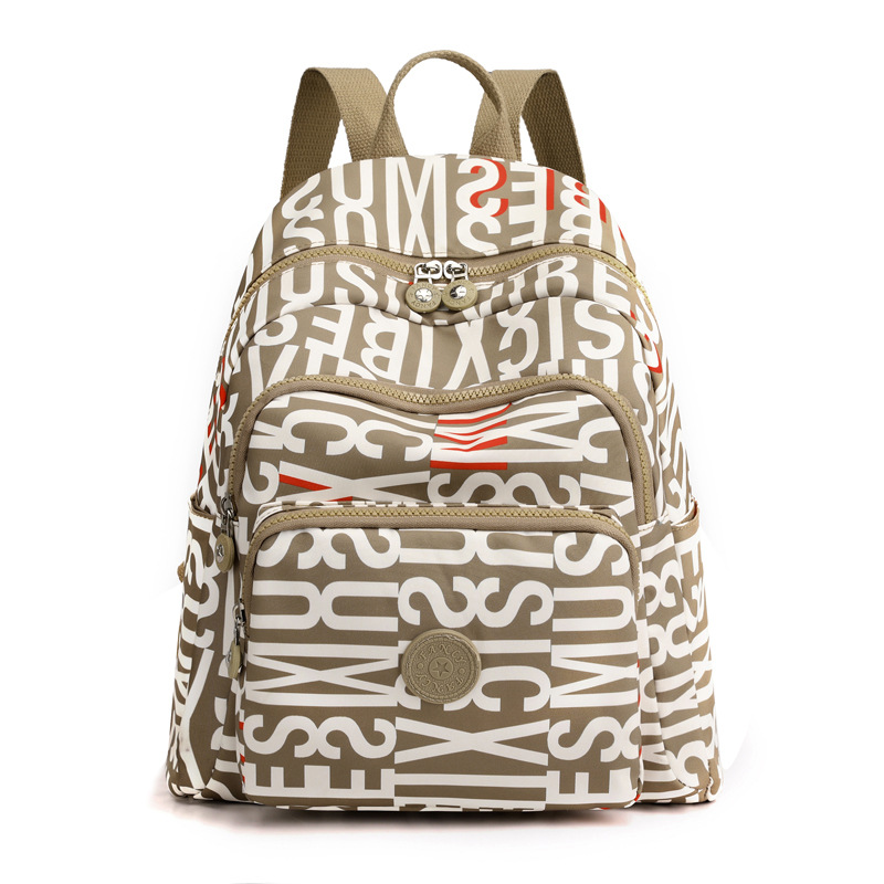 Bolsa de ocio para exteriores, gran capacidad, mochila de viaje versátil de nailon estampada para mujer, mochila de viaje moderna y sencilla