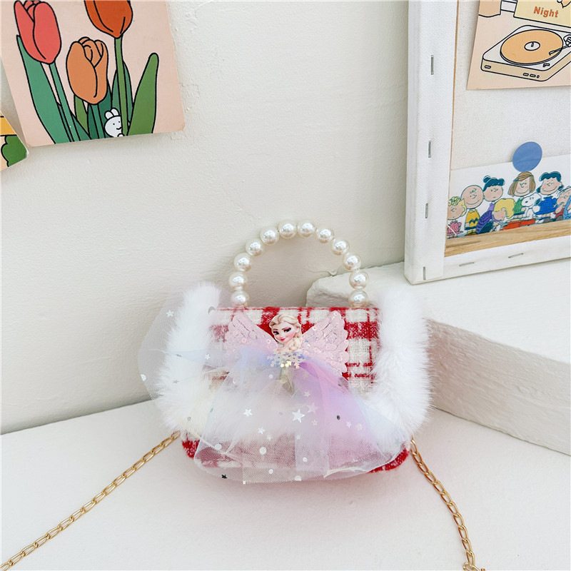 Lindo de los niños de Año Nuevo de moda rojo de la Perla bolso de moda del todo-fósforo de la cadena de bolsa de mensajero de las niñas Cambio de bolsa de hombro