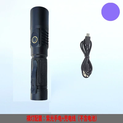 Cross-Spectrum 365 Purple and Green Light Flashlight for Dust Detection, Red Light, Rechargeable, Strong Illumination, 21700 Battery Life, Fixed Focus, with Clip (UV fənərlər) - 365nm-black-mirror-purple-bare-lamp-battery-not-included