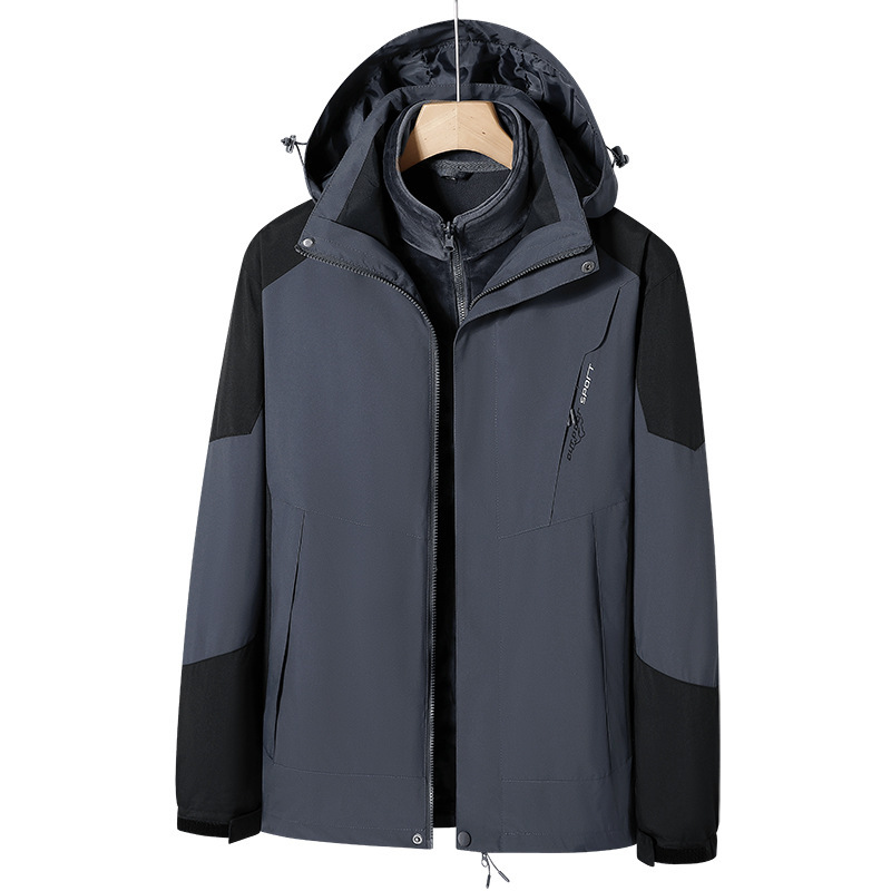 Men's and Women's Outdoor Windproof and Waterproof Spring and Autumn Jackets, Fleece Three-In-One Detachable Jackets, Couple's Mountaineering Clothing Men's and Women's Outdoor Windproof and Waterproof Spring and Autumn Jackets, Fleece Three-In-One Detachable Jackets, Couple's Mountaineering Clothing