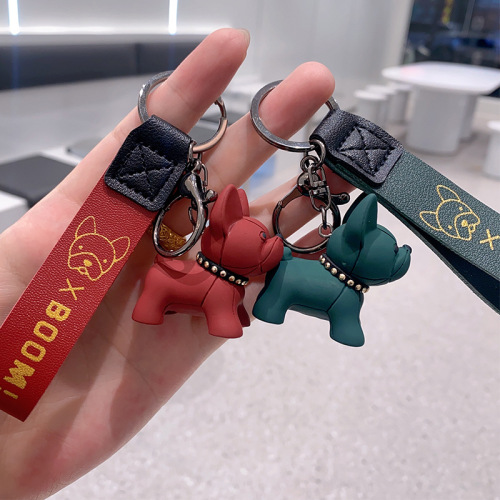 Creative French Bulldog Car Keychain Accessory Exquisite Personalized Resin Doll Blind Box Backpack Pendant Gift Small Wholesale