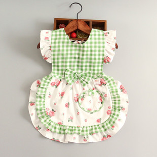 Baby Girl Smock Eating Clothes Waterproof Princess Child Apron Pure Cotton Children's Bib Baby Rice Pocket Sleeveless