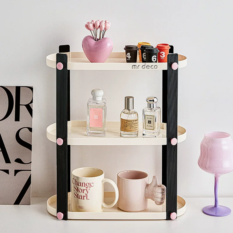 Transparent table glass holder, perfume, cosmetic storage system