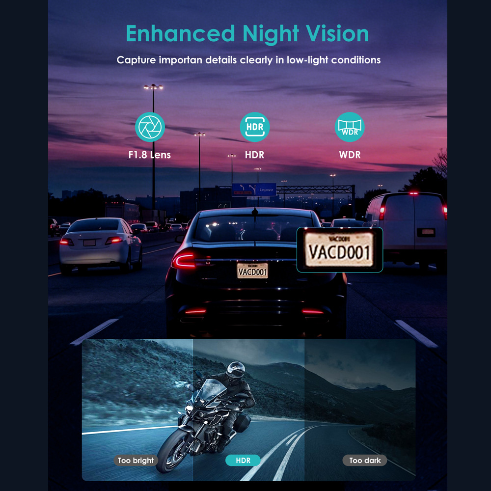 Cross-Border Best-Selling Motorcycle Dashcam with Wifi, Waterproof, Anti-Shake, 1080P Video Recording, Specifically for Motorcycle Travel