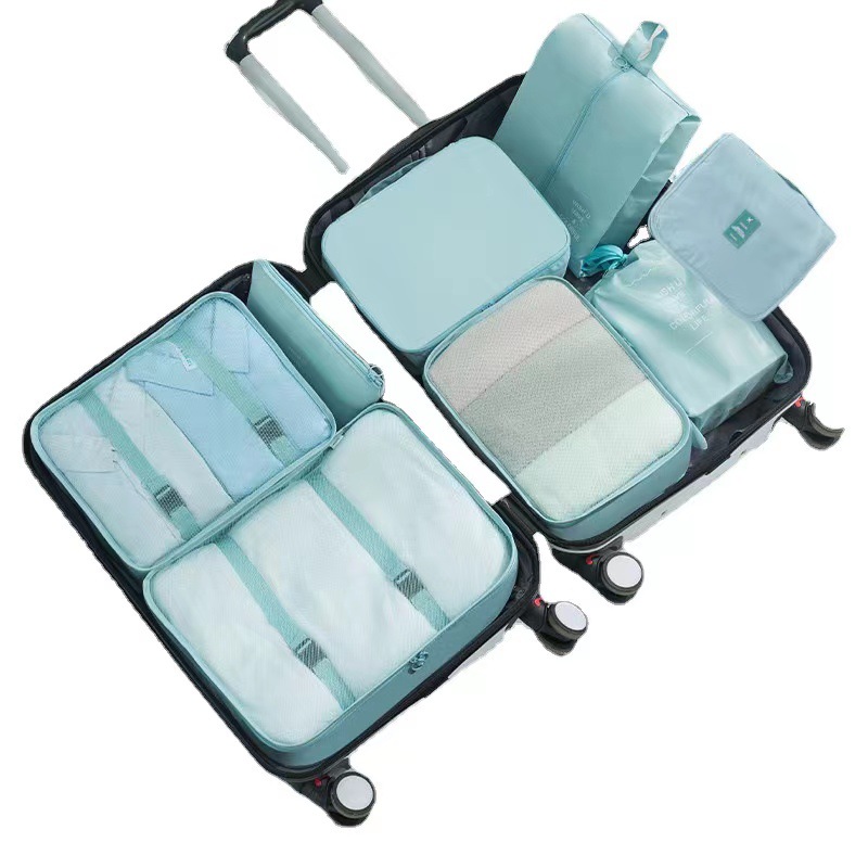Bolsa de almacenamiento de viaje transfronterizo conjunto de siete piezas de ocho piezas de gran capacidad de equipaje de viaje clasificación de ropa bolsa de organización traje