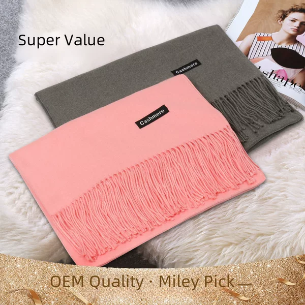 2023 Autumn and Winter Popular Brushed Solid Color Cashmere Scarf Easiest for Match Brushed Scarf Women's Warm Shawl Scarf Wholesale