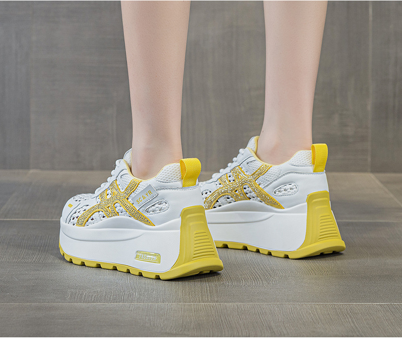 Giày sneaker nữ đế dày phong cách cổ điển phối màu, đan lưới thoáng khí mùa hè — Xám 5068, Vàng 5068, Trắng 5068 chi tiết 18