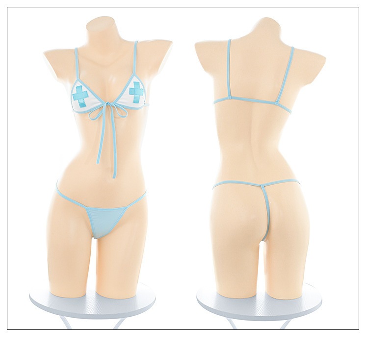 Feimu Nurse Cosplay Dress Set with Headband, Bra, Thong and Stockings — detail image 14