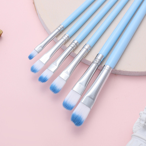 Boyixuan Art Set 6 two-color wool plastic rod macaron color children's painting nylon gouache brush