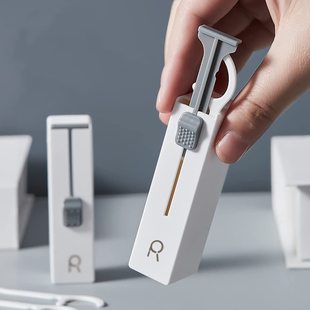 Portable 10-Piece Automatic Dental Floss Box with 50-Piece Box-Packed Portable Storage Box Replacement High-Elastic Cleaning Floss Sticks